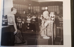 A victim appealing her own sufferings during a war criminals trial. 