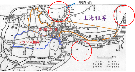 <그림 1> 1939년 상하이 지역 지도 <그림 1> 1939년 상하이 지역 지도