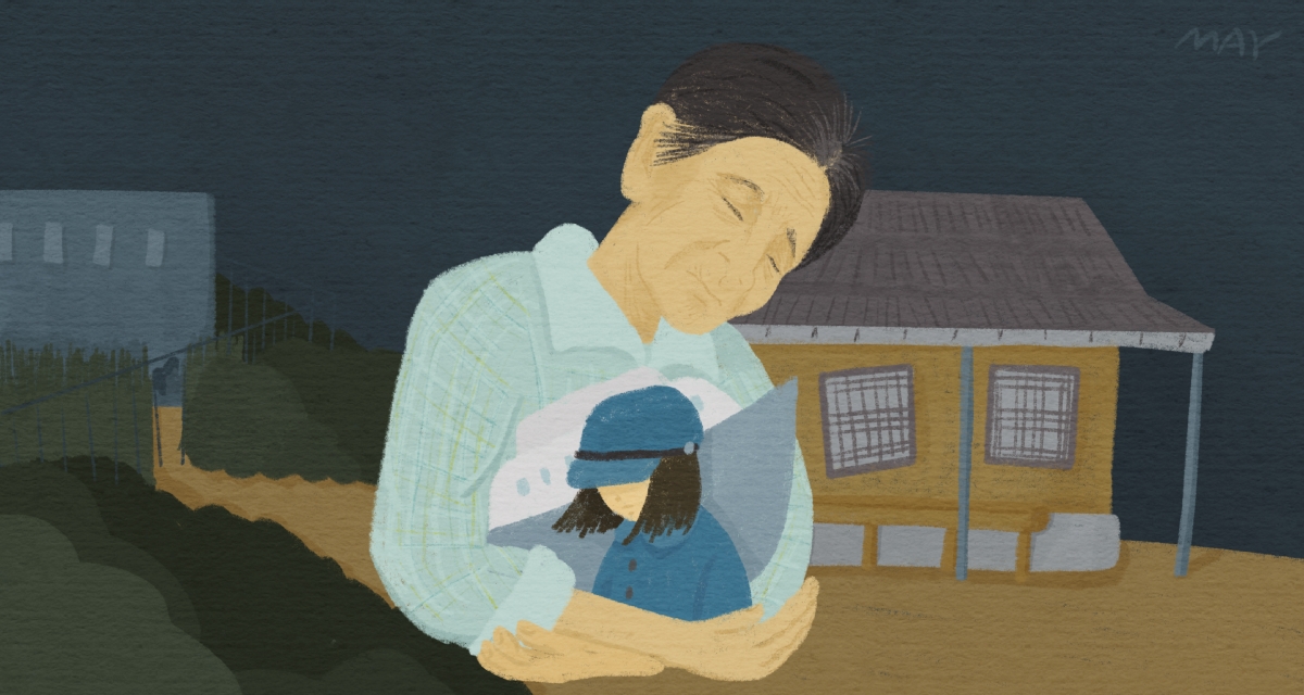 새벽마다 떠오르는 기억을 끌어안고, 옛 기억을 끌어 안고 있는 박필근 일러스트 ⓒ백정미